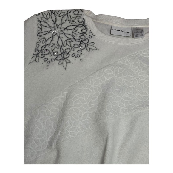alfred dunner snowflake fleece crewneck pullover - Picture 2 of 6